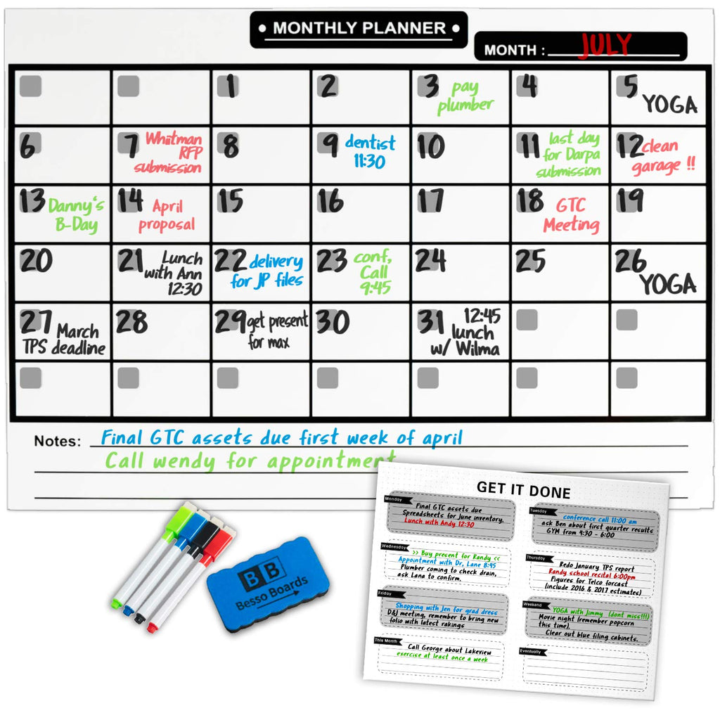 Large Dry Erase Magnetic Calendar With Markers And Eraser PzDeals