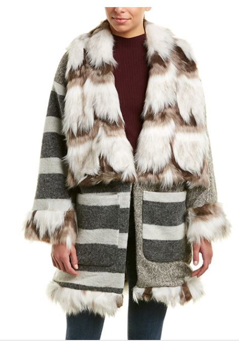 french connection fur trim coat