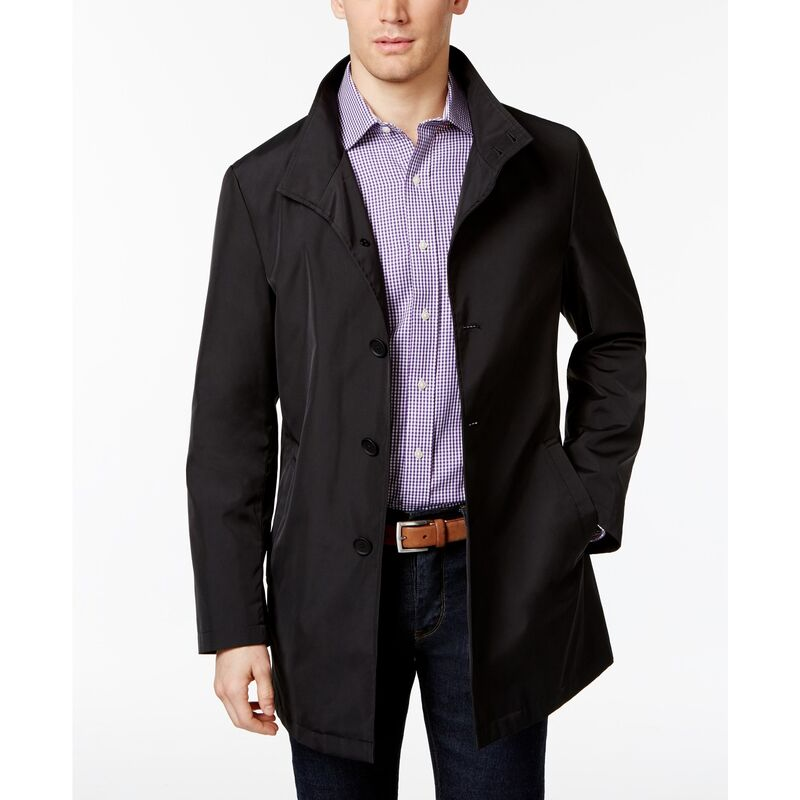 calvin klein men's slim fit black solid raincoat