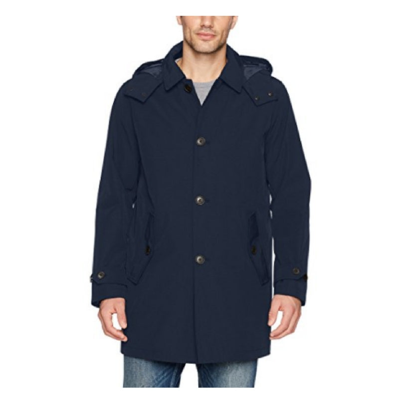 tommy hilfiger men's hooded rain trench coat with removable quilted liner