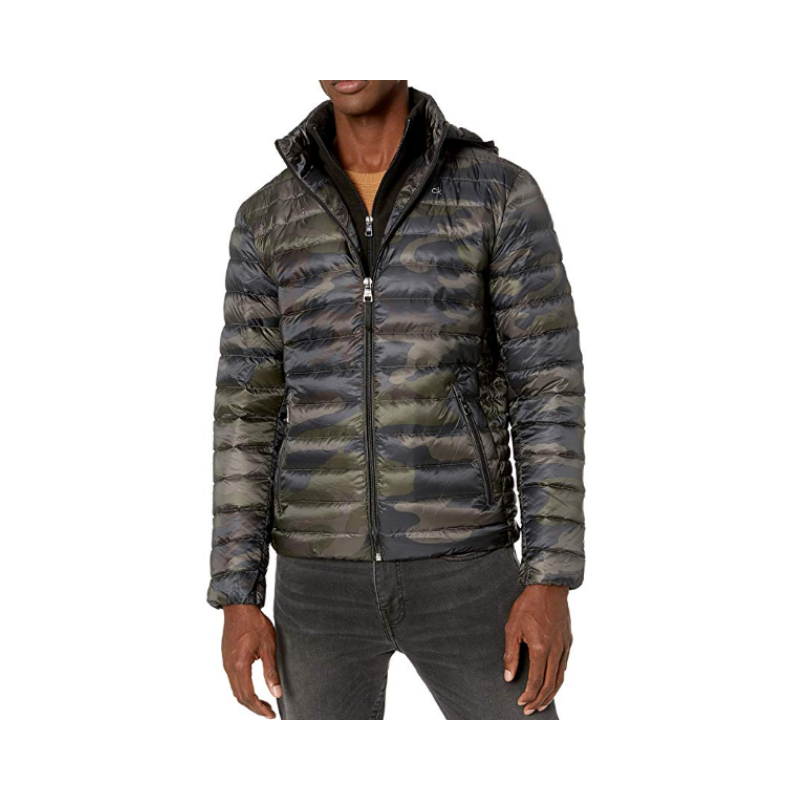 calvin klein men's packable down hoody jacket