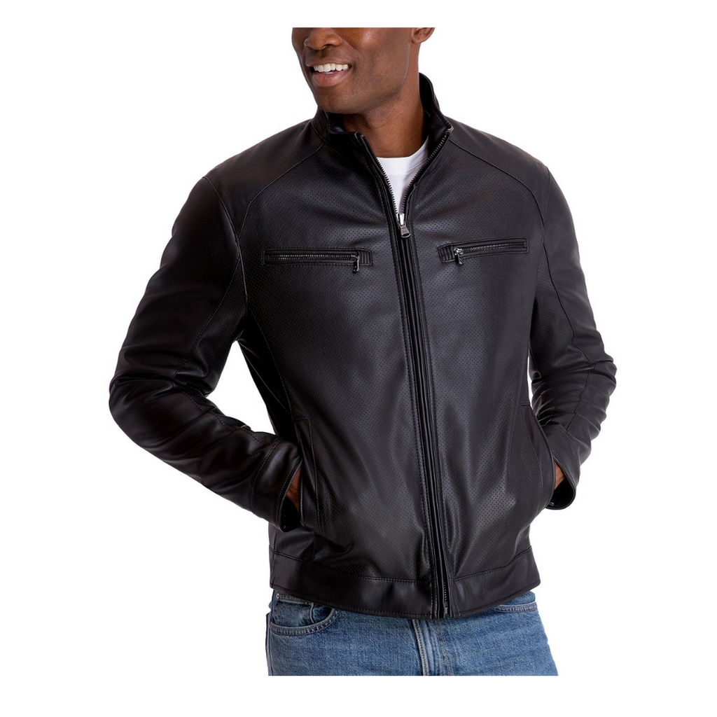 michael kors men's perforated leather moto jacket