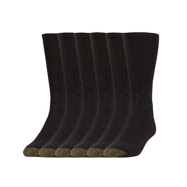 6-Pairs Gold Toe Men’s Black Socks – PzDeals