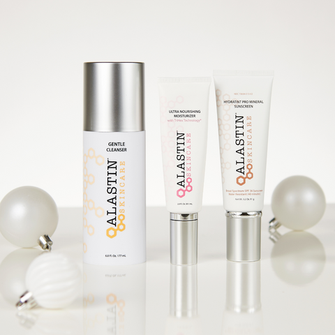 Gentle Cleanser, Ultra Nourishing Moisturizer, HydraTint with ornaments