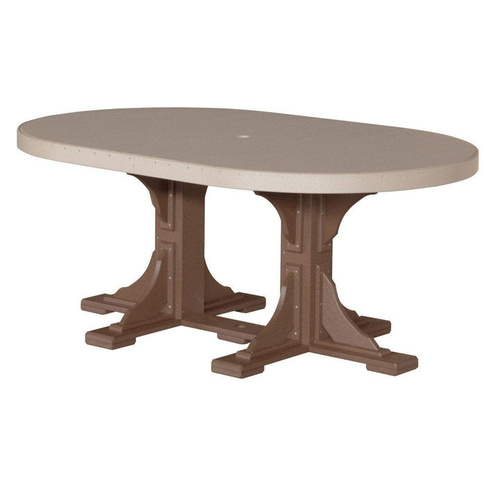LuxCraft LuxCraft Recycled Plastic Oval Table Weather Wood On Chestnut Brown / Bar Tables P46OTBWWCBR