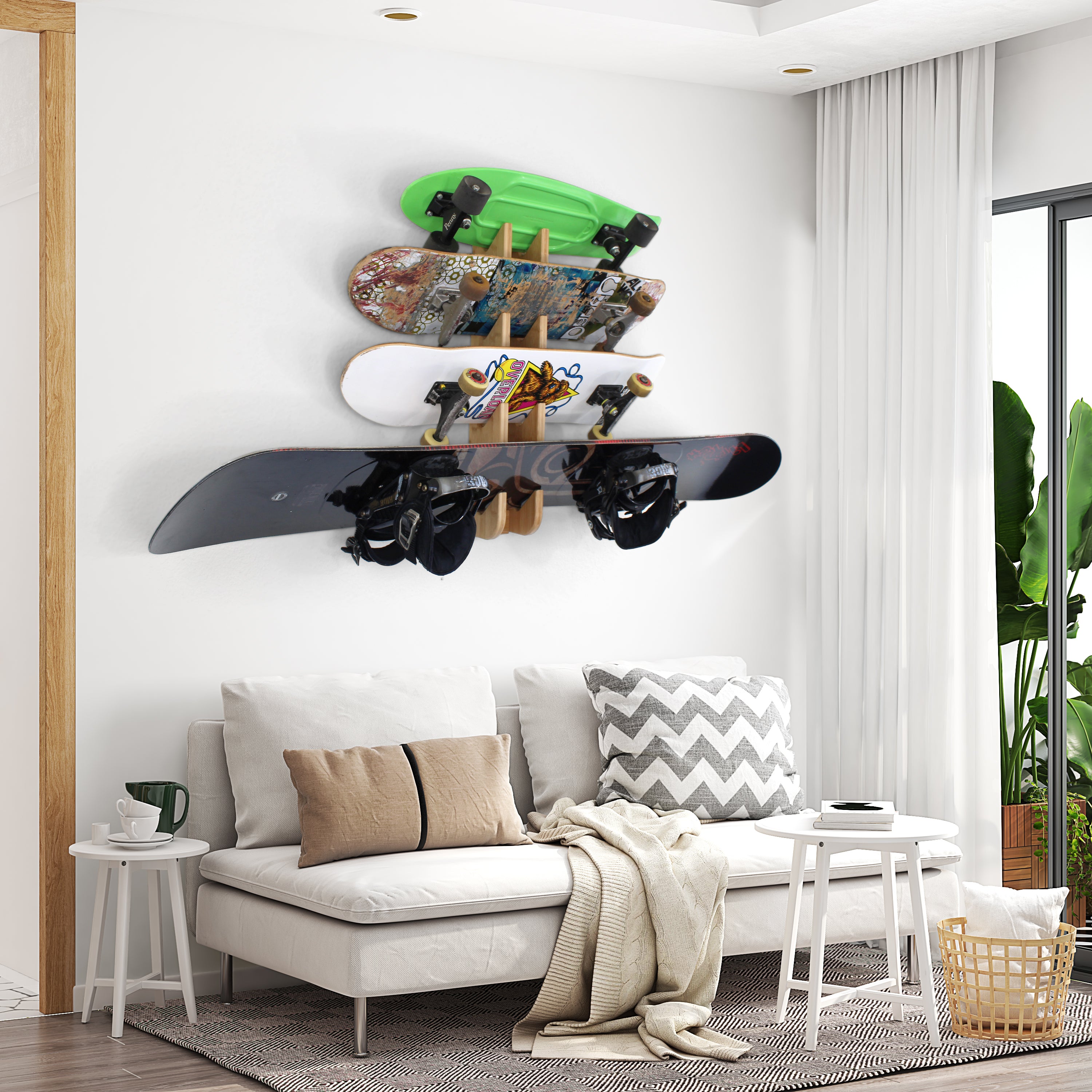 Premium In-Home Bamboo & Birch Bike Wall Mount with Shelf