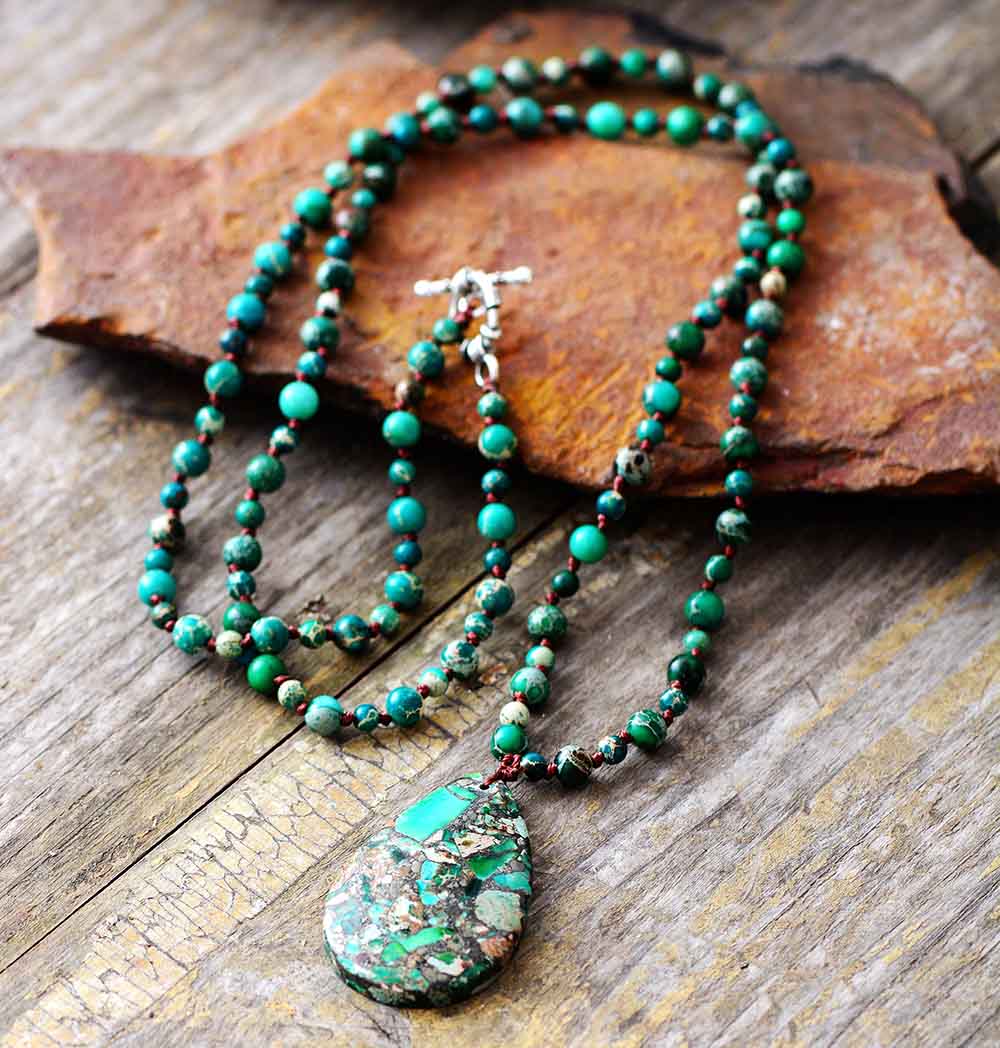 Imperial Jasper Moss Stone Necklace - Boho Peak product image