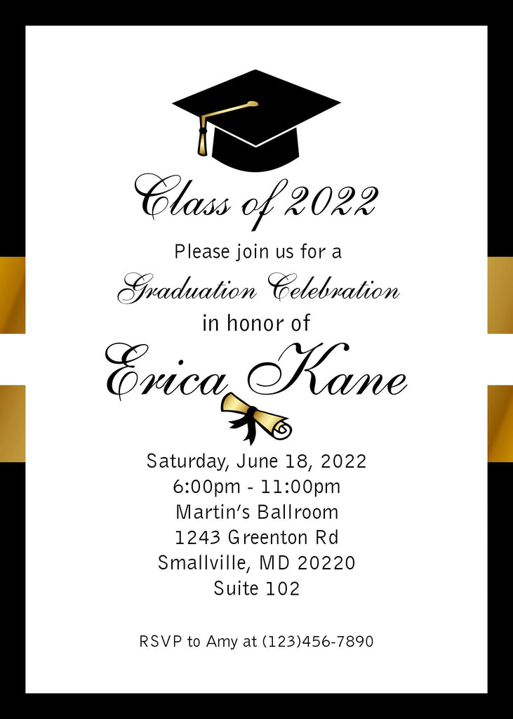 Black Gold Graduation Invitation Nepheryn Party