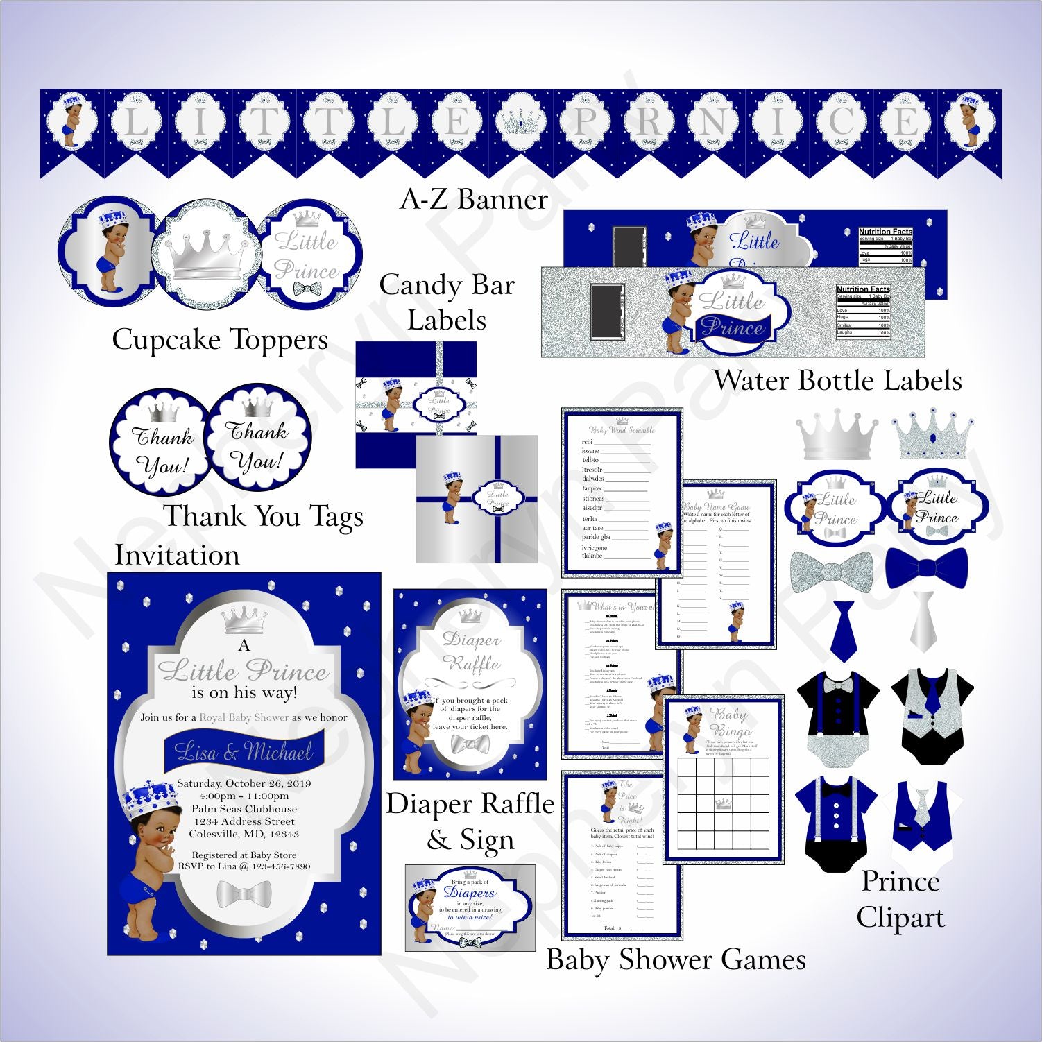 Prince Baby Shower Decoration Pack Blue