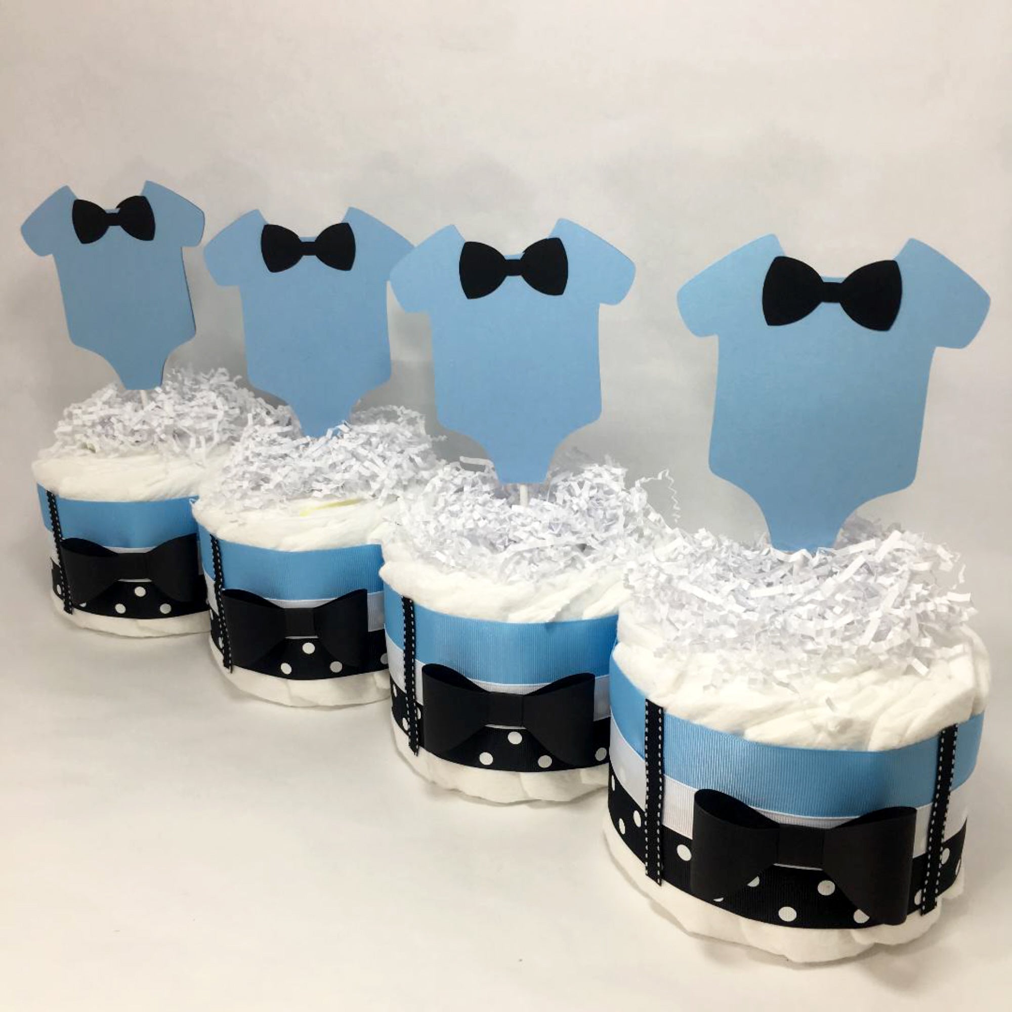 Little Man Diaper Cake Centerpieces Blue Black White