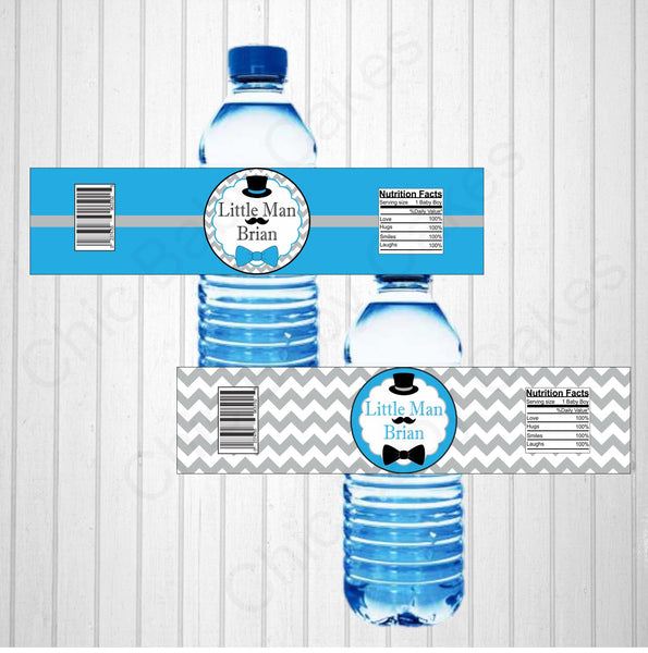 Printable Water Bottle Labels Little Gentleman Top Hat Black 