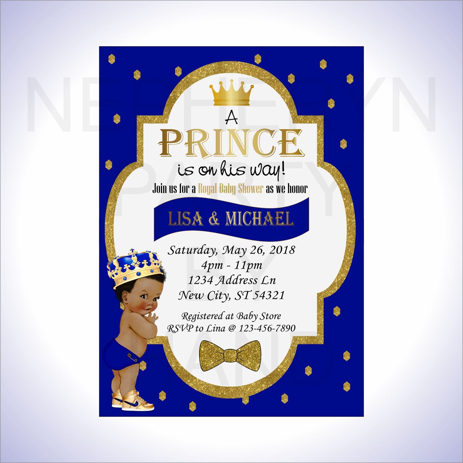 Little Prince Invitation - Royal Blue 