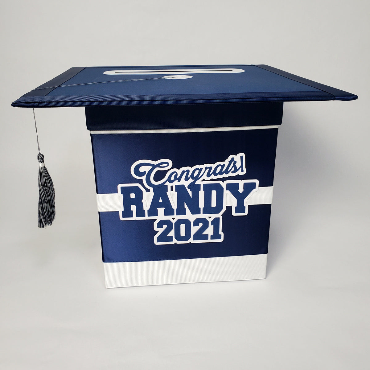 Graduation Cap Card Box - Navy, White | Nepheryn Party