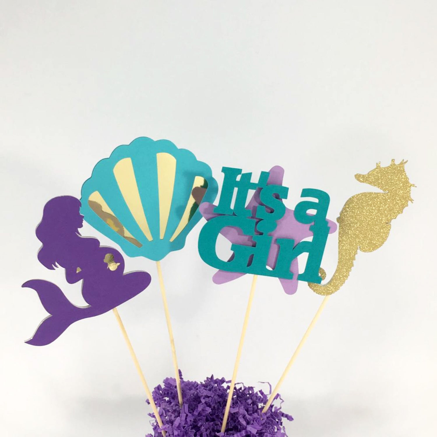 Pregnant Mermaid Baby Shower Centerpiece Sticks Chic Baby Cakes