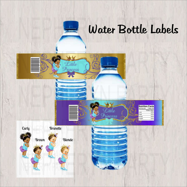 Pink and Gold Little Princess Water Bottle Labels