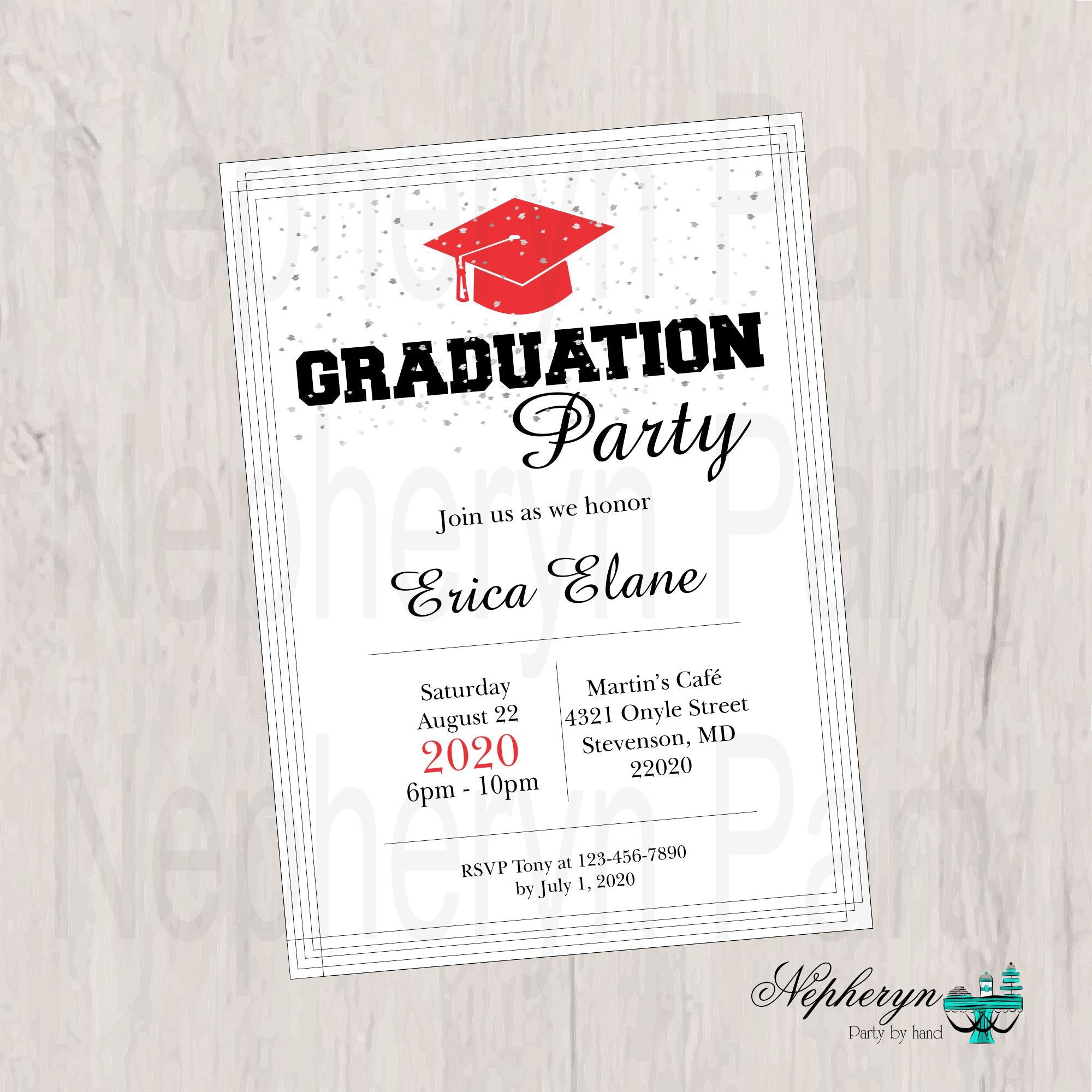 Download Red Black White Graduation Invite Nepheryn Party