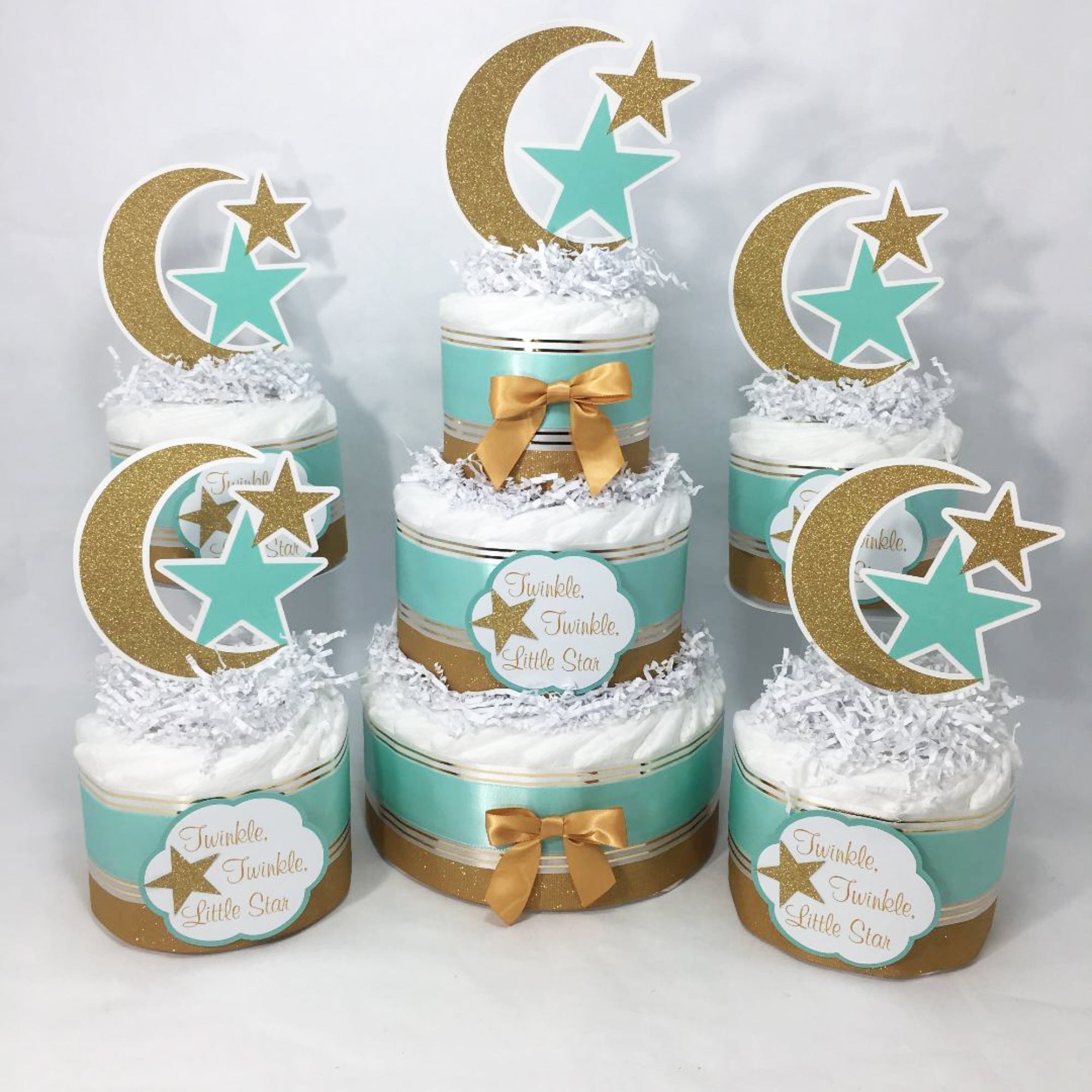 Twinkle Twinkle Diaper Cake Centerpieces Mint Gold Nepheryn Party