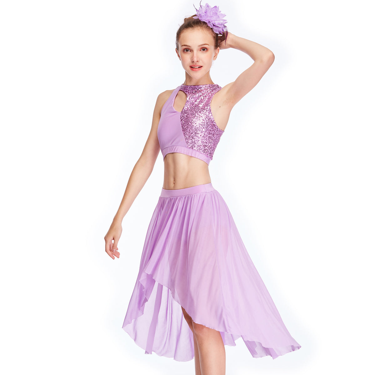 MiDee High-Low Skirt Asymmetrical Sequin Top Morden Dance Costumes Lyr ...