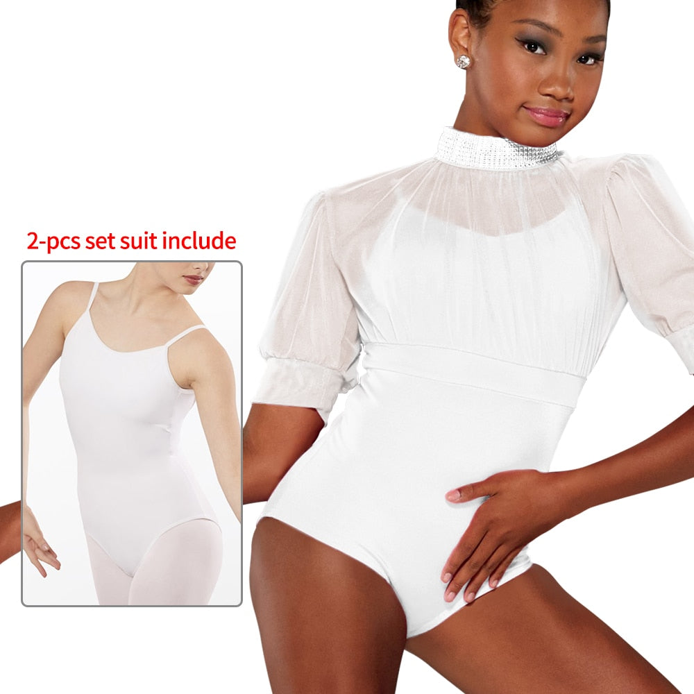 white leotard dance costume