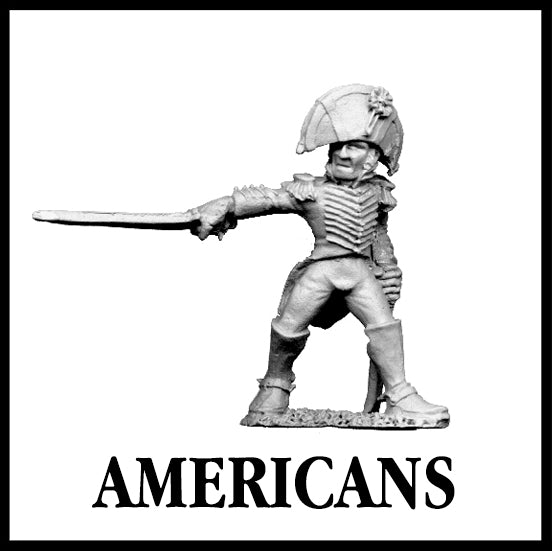 28mm scale lead metal miniature toy soldier from Wargames Foundry war of 1812 american infantry officer with sword pointed