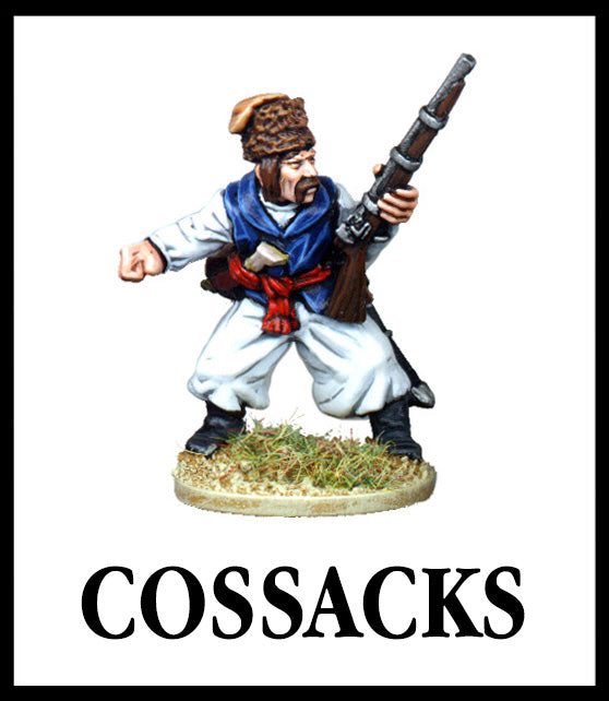 28mm scale lead metal miniature toy soldier from Wargames Foundry Seven Years War Cossack in traditional dress with gun