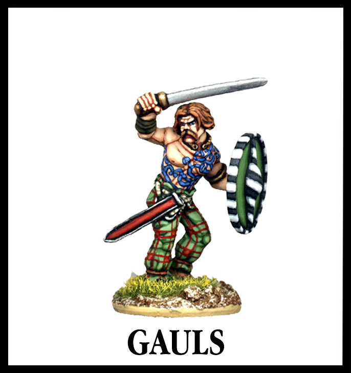 28mm scale lead metal miniature toy soldier from Wargames Foundry gauls warrior gallic character with shield and sword