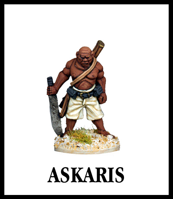 28mm scale lead metal miniature toy soldier from Wargames Foundry Darkest Africa Range Askari character with machete 