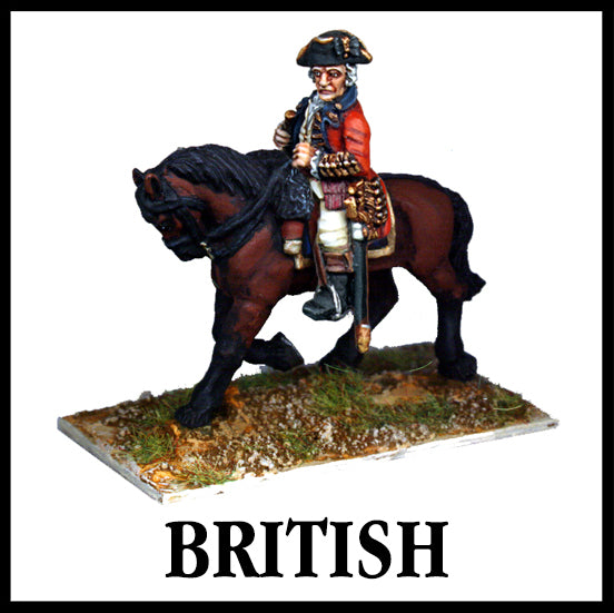 28mm scale lead metal miniature toy soldier from Wargames Foundry American War Of Independence Mounted British high command