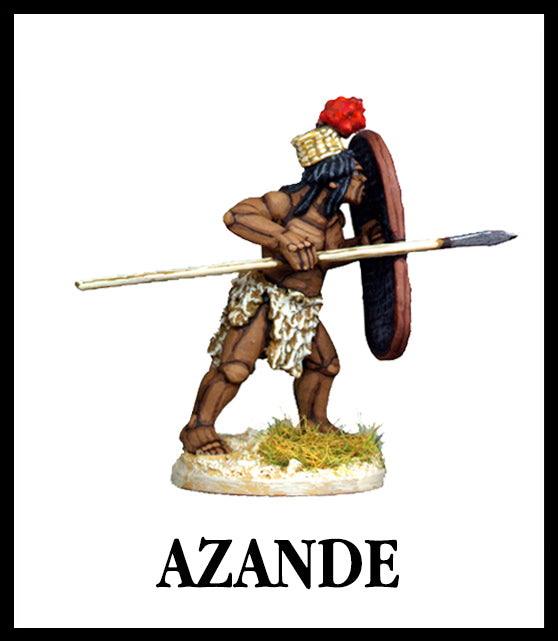 28mm scale lead metal miniature toy soldier from Wargames Foundry Darkest Africa Range azande warrior with woven shield and weapon