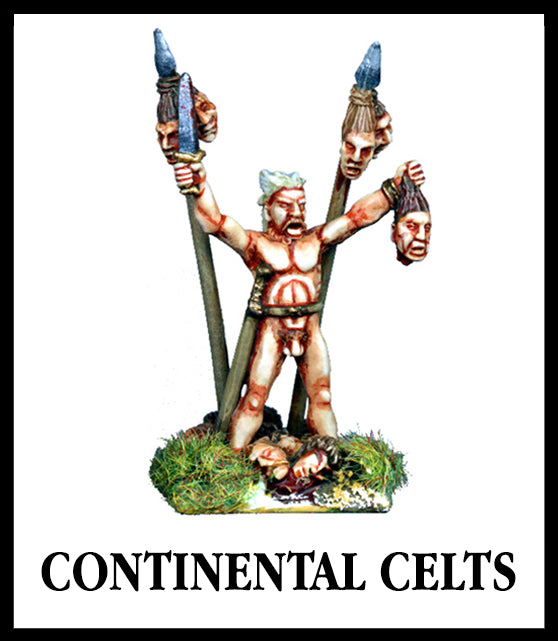28mm scale lead metal miniature toy soldier from Wargames FoundryRepublican Rome's Wars continental celt priest with decapitated heads