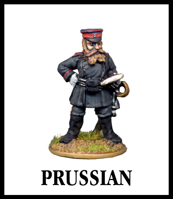 28mm scale lead metal miniature toy soldier from Wargames Foundry Franco prussian war of 1870 prussian infantry command figure in full uniform 