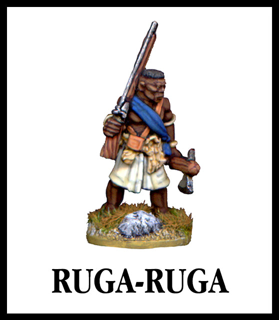 28mm scale lead metal miniature toy soldier from Wargames Foundry Darkest Africa Range ragamuffin ruga ruga with axe and gun
