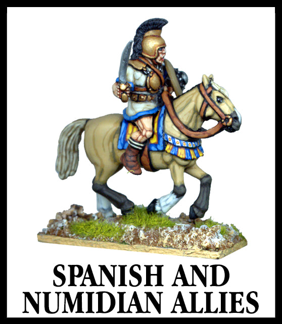 28mm scale lead metal miniature toy soldier from Wargames Foundry Caesarian Romans Spanish and Numidian Allies mounted on horse with sword and decorative helmet