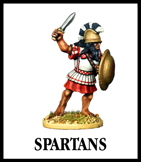 28mm scale lead metal miniature toy soldier from Wargames Foundry World Of The Greeks armoured spartan with helmet shield and sword