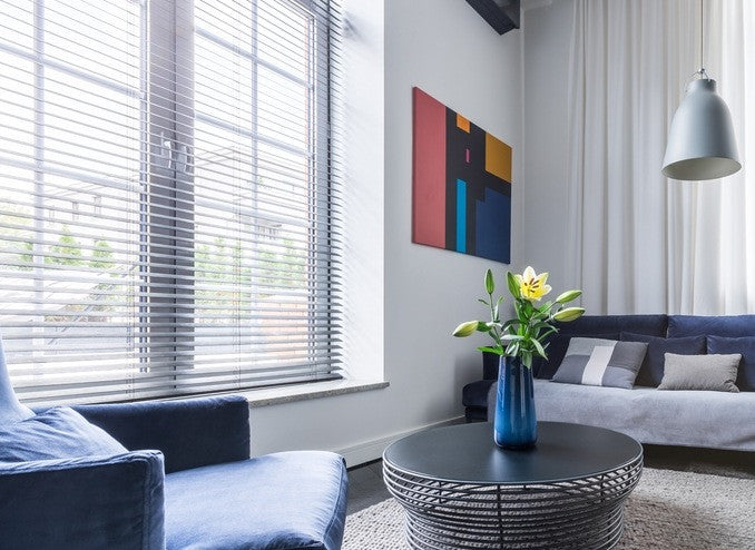 modern living room blinds