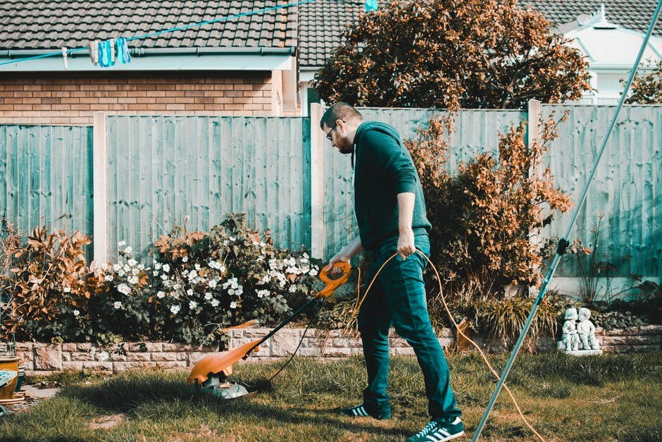 mowing the lawn