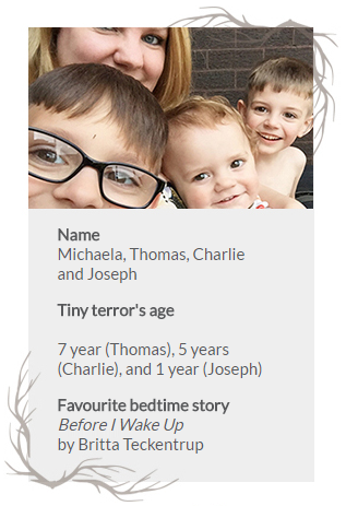 Bio card for Michaela, Thomas, charlie and Joseph