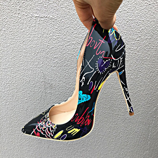 Graffiti Print Stiletto High Heels – accessories for shoes