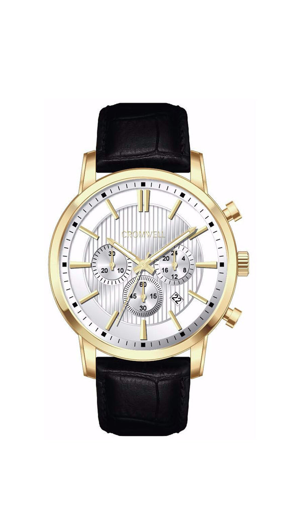 leather watch white face