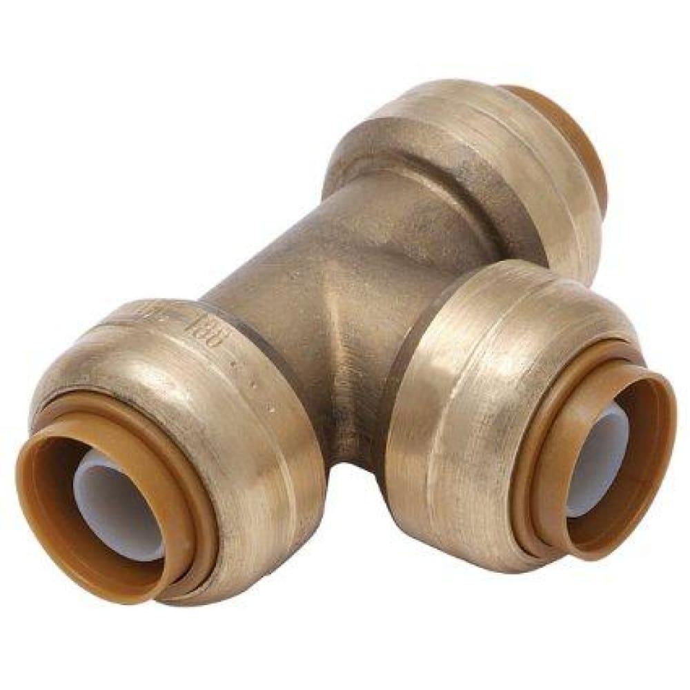 1/2 x 1/2 x 1/2 Inch Push To Connect Fitting Tee for PEX, Copper, CPVC Pipe, Brass Plumbing Fitting with Stiffener, No Lead