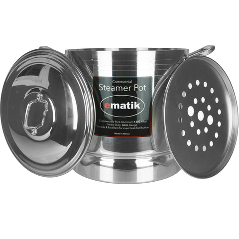 Steamer Pot 12QT Vaporera Tamalera 4mm Gauge 1200 Alloy Pure Aluminum –  Kitchen & Restaurant Supplies