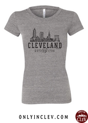 "Cleveland Skyline" on Gray - Only in Clev