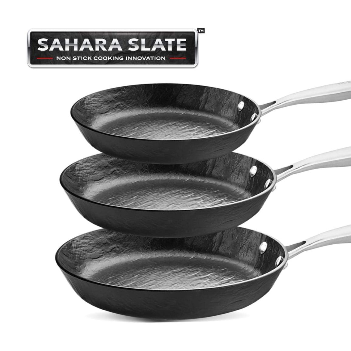 Image of Sahara Slate - Quality, Non-Stick Frying Pan Compete 3pc Set!