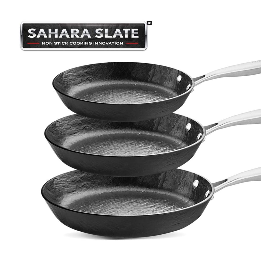 Kleva Sahara Slate® - Non-Stick Frying Pan - 3pc Set + Timer Lid and Oil  Pourer