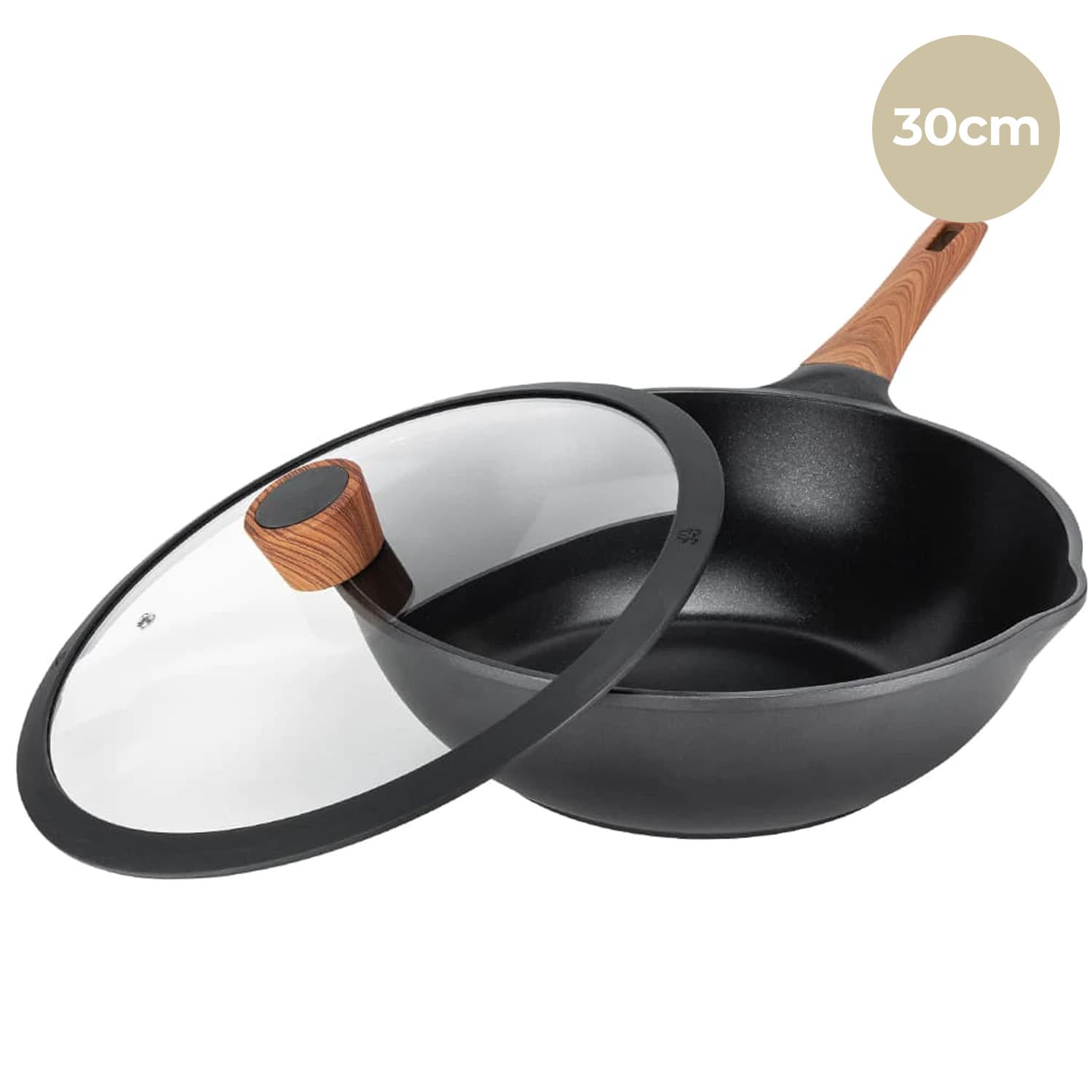 Image of Diamond Earth  Wok + Glass Lid - 30cm