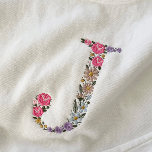 SillyDreamerCo Floral Letter Sweatshirt