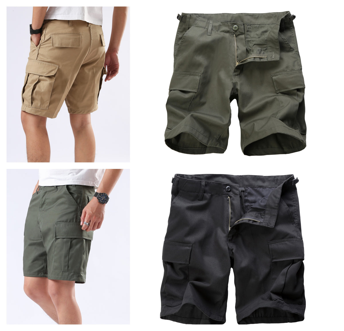 Mens Casual Cargo Shorts Army Military BDU Shorts - Solid Colors – Camo ...