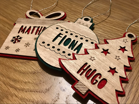 Christmas ornaments created by Andrew Elliot Design with Plyco Plywood