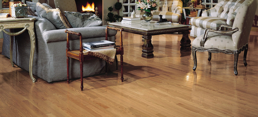 living room with Bruce natural choice hardwood flooring