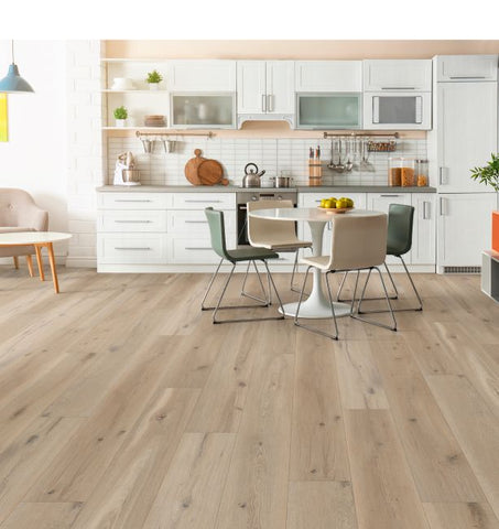 CoreLuxe 5mm w/pad Table Rock Oak Waterproof Rigid Vinyl Plank Flooring  5.75 in. Wide x 48 in. Long